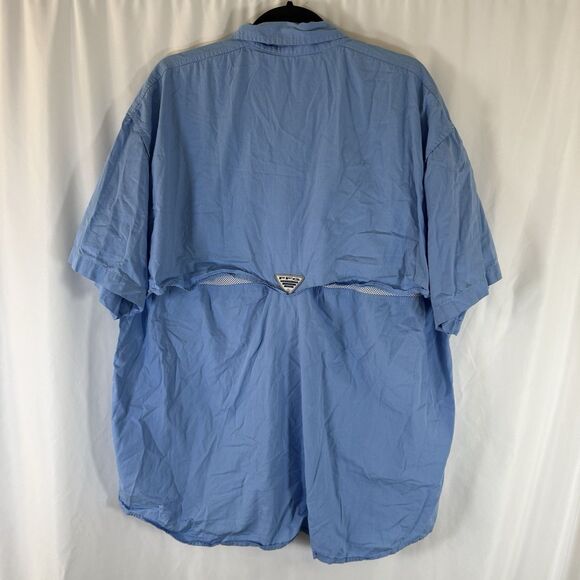 Columbia Shirt Mens 1X Blue Short Sleeve Button Down Shirt Collared Pockets - Picture 7 of 10